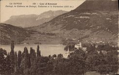 CPA Lac d'Annecy Duingt le Chateau de Duingt Talloires et le Parmelan 