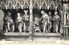 CPA Cathedrale de Chartres Pourtour du Choeur XVI siecle Femme adultere regarde Jesus ecrivant sur l