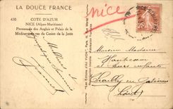 CPA La Douce France Cote d'Azur Nice Alpes Maritimes Promenade des Anglais et Palais de la Mediterra