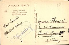 CPA La Douce France Cote d'Azur Nice Alpes Maritimes Promenade des Anglais