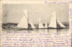 CPA Cannes Les Regates Bateaux