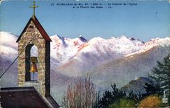 CPA Peira Cava A M Le Clocher de l'Eglise et la Chaine des Alpes 