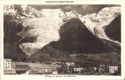 CPA Chamonix Mont Blanc Village et Glacier des Bossons 