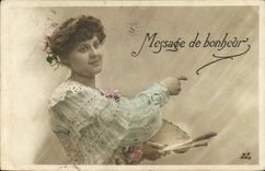 CPA Message de bonheur Femme