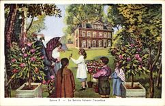 CPA Scene 5 la Sainte Faisant l'Aumone 