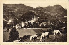 CPA Lourdes Vue sur la Basilique et les Montagnes environnantes 