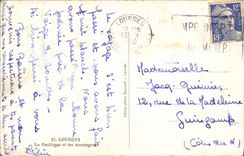 CPA Lourdes La Basilique et les montagnes 