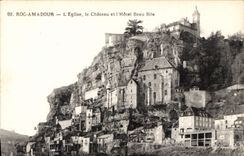 CPA Rocamadour L'Eglise le Chateau et l'Hotel Beau Site 