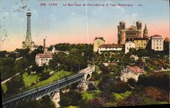 CPA Lyon La Basilique de Fourviere et la Tout Metallique 