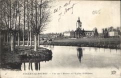 CPA Nogent le Rotrou Vue sur l'Huisne et l'Eglise St Hilaire 