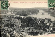 CPA Toulouse Panorama sur le Pont St Michel et le Ramier du Chateau 