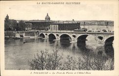 CPA Toulouse Le Pont de Pierre et l'Hotel Dieu 