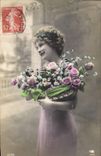 CPA Bonne Fete Femme Fleurs