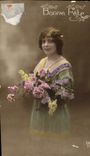 CPA Bonne Fete Femme Fleurs