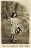 CPA Gage d'Affection Enfant fleurs
