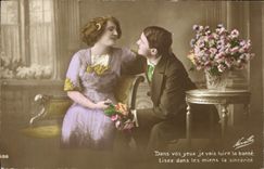 CPA Dans vos yeux ji vois luire la bonte Femme