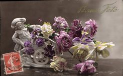 CPA Bonne Fete Fleurs Santon