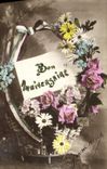 CPA Bon Anniversaire Fleurs