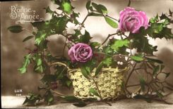 CPA Bonne Annee Fleurs