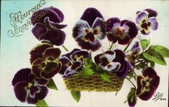 CPA Heureux Anniversaire Fleurs