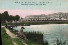 CPA Versailles Vue vers le Chateau La Piece d'Eau des Suisses Peche Pecheur
