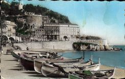 CPA Nice Quai des Etats Unis Le Chateau La Tour Bellanda Bateau