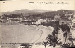 CPA Cannes Vue sur la Plage le Casino et le Mont Chevalier 