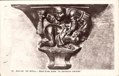 CPA Eglise de Brou Detail d'Une stalle La Correction maritale 