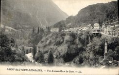 CPA Saint Sauveur Les Bains Vue d'Ensemble etla Gave 