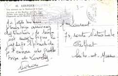 CPA Lourdes vue aerienne sur la Basilique et le Gave 