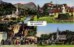 CPA Lourdes La Sanctuaire et le Gave Statue de Saint Bernadette la Grotte la Basilique et la Grotte 