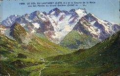 CPA Le Col du Lautaret et la Chaine de la Meije vus des pentes du Grand Galibier 