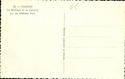 CPA Lourdes la Basilique et le Calvaire vus du Chateau Fort 