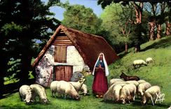 CPA Sainte Bernadette Gardant ses moutons a Bartres 