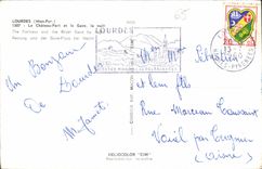 CPA Lourdes Htes Pyr le Chateau Fort et le Gave la nuit 