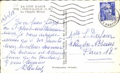 CPA La Cote d'Azur Vence la Jolie A M La Chapelle Matisse