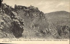 CPA Gourdon A M Ligne du Sud de la France Chemin du Paradis 