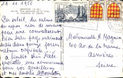 CPA Menton A M Vue generale de la Ville la frontiere et l'Italie 