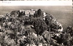 CPA Principaute de Monaco le Jardin exotique au fond le rocher de Monaco 