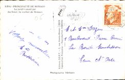 CPA Principaute de Monaco le Jardin exotique au fond le rocher de Monaco 