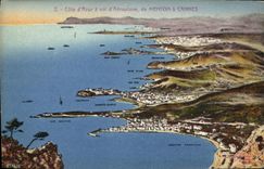 CPA Cote d'Azur a vol d'Aeroplane de Menton a Cannes 