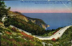 CPA Route de la Grande Corniche de Nice a Menton par Nice et la Turbie 