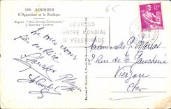 CPA Lourdes L'Apparition et la Basilique 