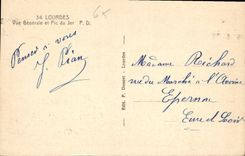 CPA Lourdes Vue Generale et Pic du Jer 