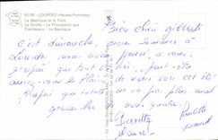 CPA Lourdes Hautes Pyrenees La Basilique et le Pont La Grotte La Procession aux Flambeaux La Basiliq