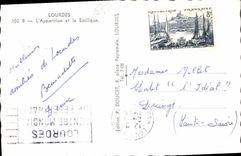 CPA Lourdes L'Apparition et la Basilique 