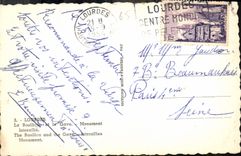 CPA Lourdes La Basilique et le Gave Monument Interallie 