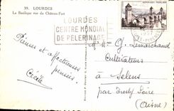 CPA Lourdes La Basilique vue du Chateau Fort 