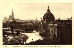 CPA Strasbourg Place de la Republique et Palais du Rhin 