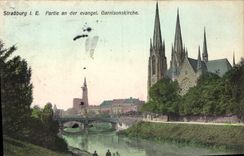 CPA Strasburg Partie an der evangel Garnisonskirche 